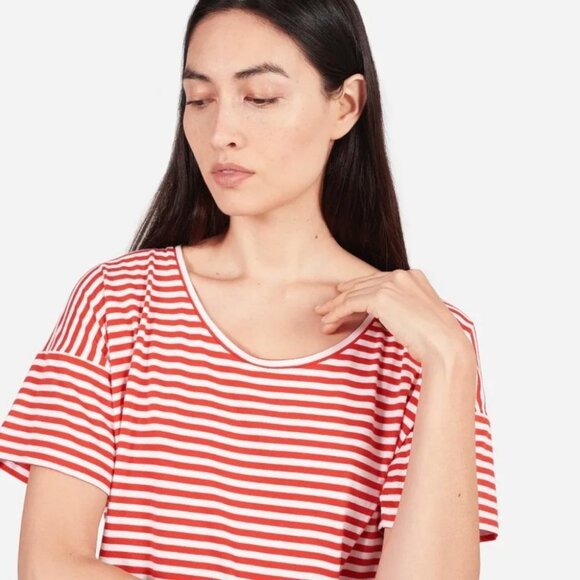 Everlane The Cotton Striped Tee Dress Red White Size XXS Round Neck Casual Mini - Picture 9 of 9